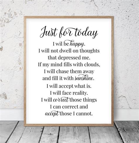 Just For Today Poem Printable